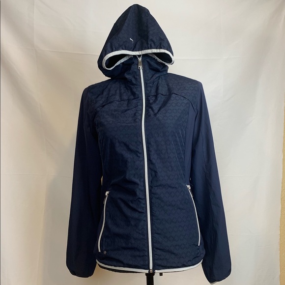 Luhta Navy Full Front Zip Hoodie Size 2 - Picture 4 of 14